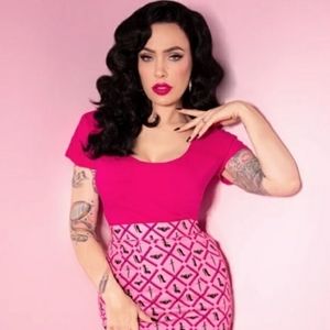 Vixen by Micheline Pitt Hot Pink Mantrap Top XS